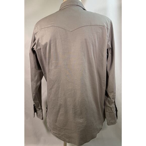 Vintage WRANGLER‎ gray cotton Pearl Snap Button Western long sleeve shirt XL - Picture 4 of 8